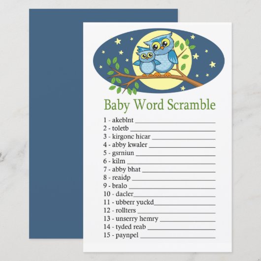 Blue Owl Baby Wortspiel (Vorne/Hinten)