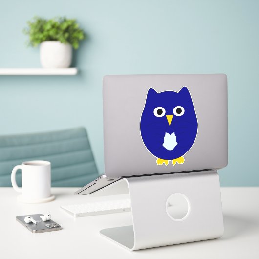 Blue Owl Design Aufkleber (Laptop auf Schreibtisch)