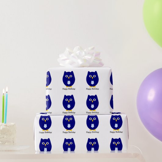 Blue Owl Design Birthday Gift Geschenkpapier (Partygeschenke)