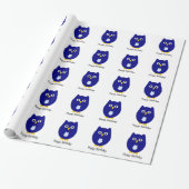 Blue Owl Design Birthday Gift Geschenkpapier (Ungerollt)