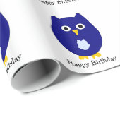 Blue Owl Design Birthday Gift Geschenkpapier (Rolleneckpunkt)