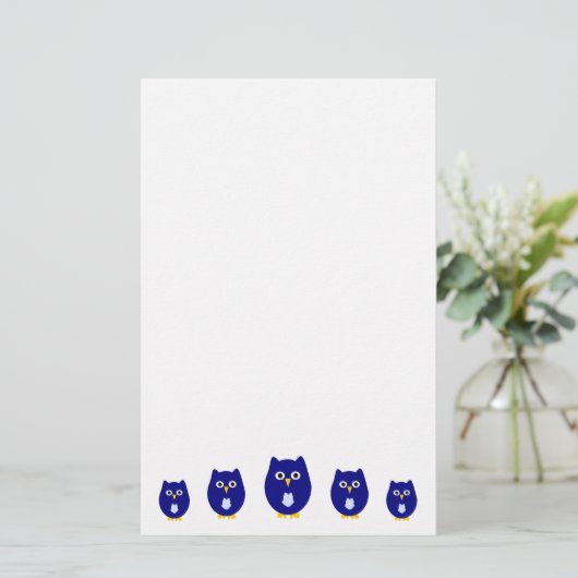Blue Owl Design Briefpapier (Stehend Vorderseite)