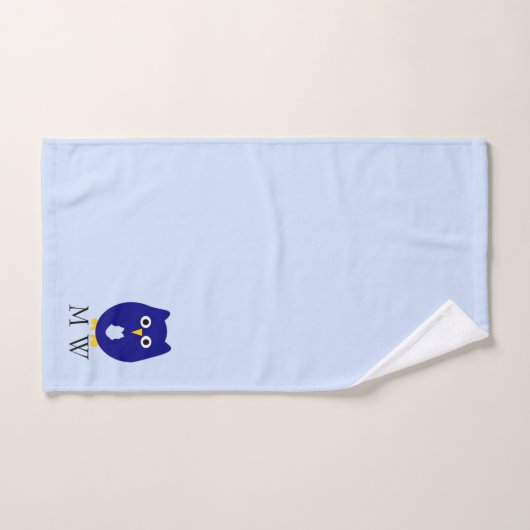 Blue Owl Design Monogrammed Badhandtuch Set (Handtuch)