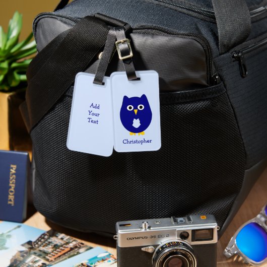 Blue Owl Design Personalisiert Gepäckanhänger (Vorderseite & Rückseite)