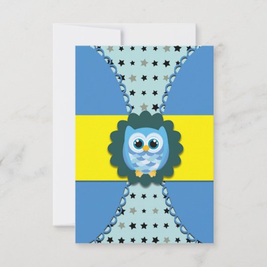 Blue Owl Geburtstag Einladung für Kinder (Vorderseite)