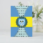 Blue Owl Geburtstag Einladung für Kinder (Stehend Vorderseite)