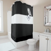 Blue Owl Gray Monogram Name Badezimmer Duschvorhang (Beispiel)
