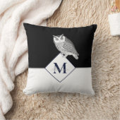 Blue Owl Grey Monogram Name Badezimmer Badematte Kissen (Decke)