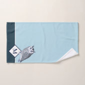 Blue Owl Grey Monogram Name Badhandtuch Set (Handtuch)