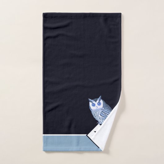 Blue Owl Grey Monogram Name Badhandtuch Set (Handtuch)