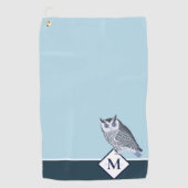 Blue Owl Grey Monogram Name Bath Golfhandtuch (Vorderseite)