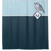 Blue Owl Grey Monogram Name Bath Towel Set Duschvorhang (Vorderseite)