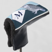 Blue Owl Grey Monogram Name Golf Head Cover Golf Headcover (3/4 Vorderseite)