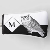 Blue Owl Grey Monogram Name Golf Head Cover Headcover (Vorderseite)