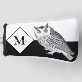 Blue Owl Grey Monogram Name Golf Head Cover Headcover