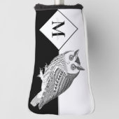 Blue Owl Grey Monogram Name Golf Head Cover Headcover (Rotieren 90)