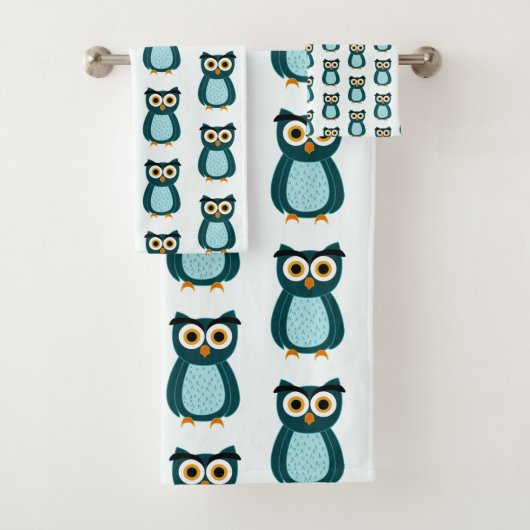 Blue Owl Illustration Badhandtuch Set (Insitu)