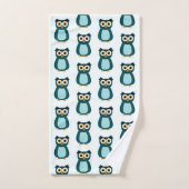 Blue Owl Illustration Badhandtuch Set (Handtuch)