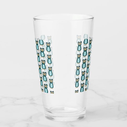Blue Owl Illustration Glas (Rechts)