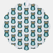 Blue Owl Illustration Ornament Karte (Rückseite)