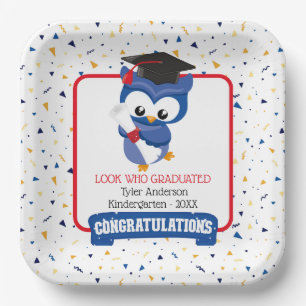Blue Owl Kindergarten Abschluss Pappteller