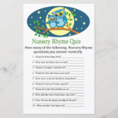 Blue Owl Kinderzimmer Rhyme Quiz Babyduschenspiel (Vorderseite)