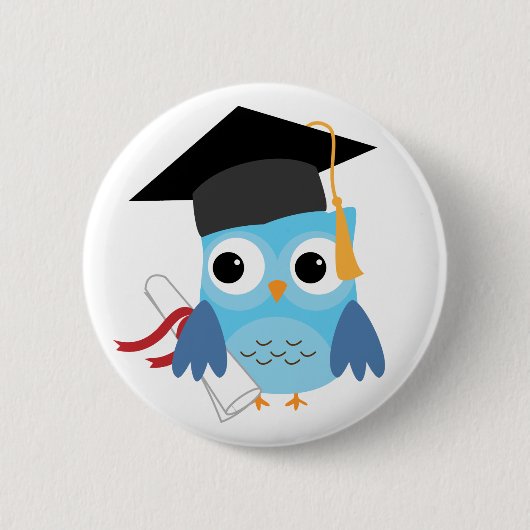Blue Owl mit Diploma Abschluss Button (Vorderseite)