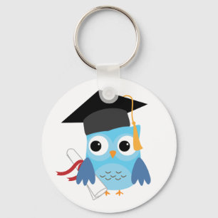 Blue Owl mit Diploma Abschluss Schlüsselanhänger