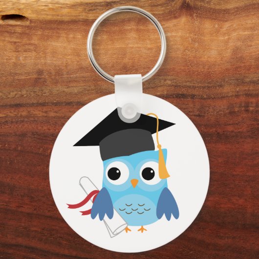 Blue Owl mit Diploma Abschluss Schlüsselanhänger (Vorderseite)