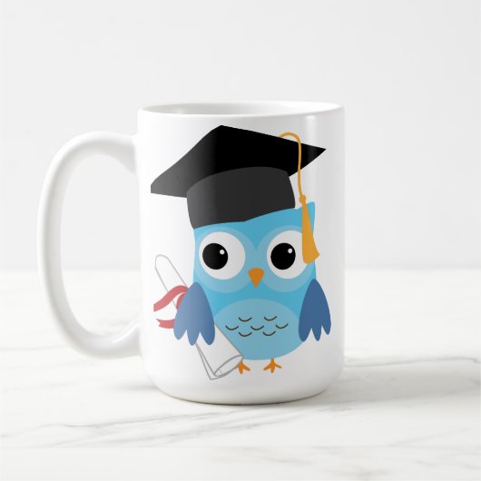 Blue Owl mit Diploma Abschluss Tasse (Links)