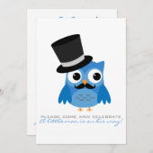Blue Owl mit Mustache Baby Dusche Einladung (Vorne/Hinten)