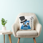 Blue Owl mit Mustache und Top Hat Pillow Kissen (Stuhl )