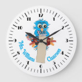 Blue Owl Personalisiert Teachroom Wall Clock Große Wanduhr (Vorderseite)