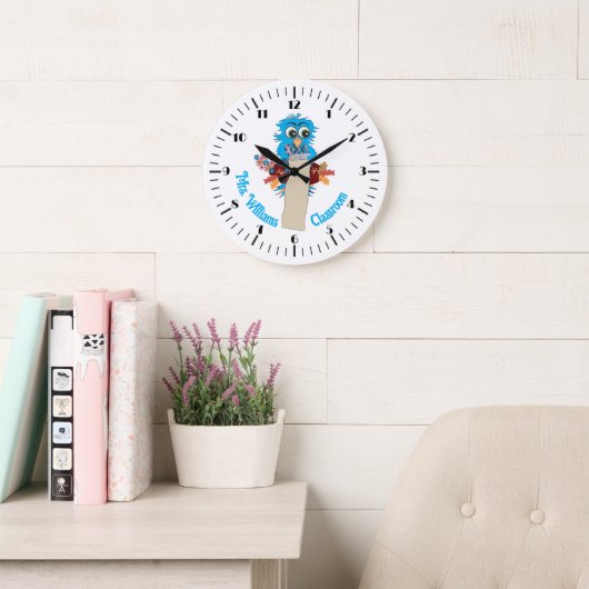Blue Owl Personalisiert Teachroom Wall Clock Große Wanduhr (Lesesaal)