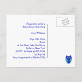 Blue Owl Postcard Kinderdusche Einladungen (Rückseite)