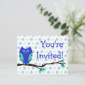 Blue Owl Postcard Kinderdusche Einladungen (Stehend Vorderseite)