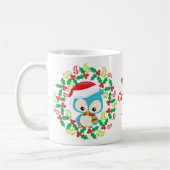 Blue Owl Santa Hat Christmas Wreath Kaffeetasse (Links)