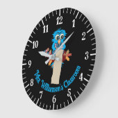 Blue Owl Teacher Klassenzimmer Schwarze Wall Uhr (Winkel)