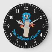 Blue Owl Teacher Klassenzimmer Schwarze Wall Uhr (Vorderseite)