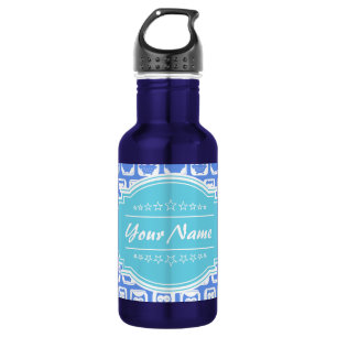 Blue Owls Aqua Personalisierter Name N#1 Edelstahlflasche