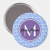 Blue Owls Custom Monogram Magnet (Vorderseite/Rückseite)
