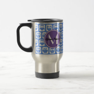 Blue Owls Custom Monogram Reisebecher