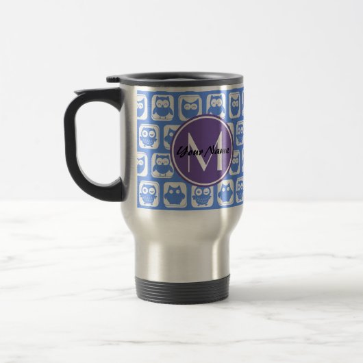 Blue Owls Custom Monogram Reisebecher (Links)