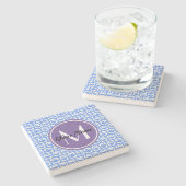 Blue Owls Custom Monogram Steinuntersetzer (Seitenansicht)