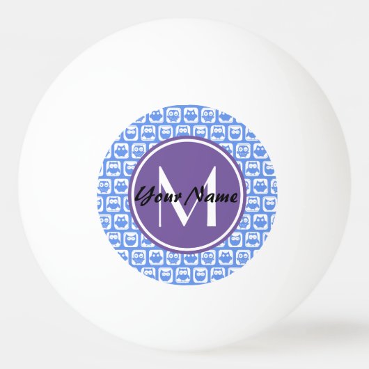 Blue Owls Custom Monogram Tischtennisball (Vorderseite)