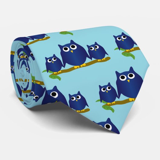 Blue Owls Design Any Colour Background Krawatte (Gerollt)