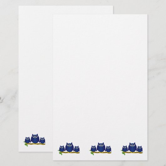 Blue Owls Design Briefpapier (Vorne/Hinten)
