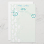 Blue Owls in Liebe Persönliche Dankeschön Statione Briefpapier (Vorne/Hinten)