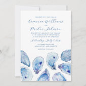 Blue Oyster Muschel All-in-One QR Code UAWG Weddin Einladung (Vorderseite)