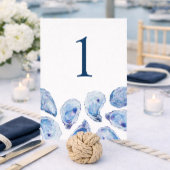 Blue Oyster Watercolor Wedding Tischnummer